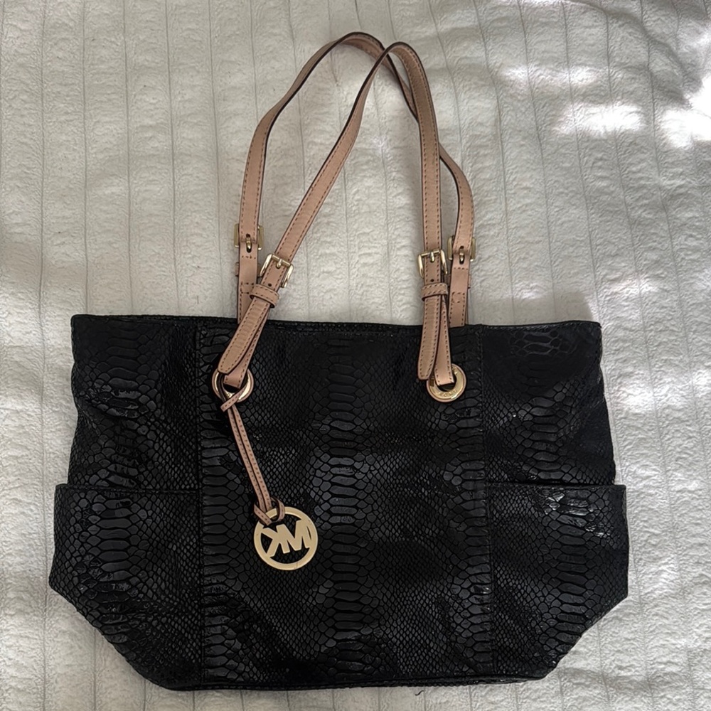 Black Snake Print Tote Bag